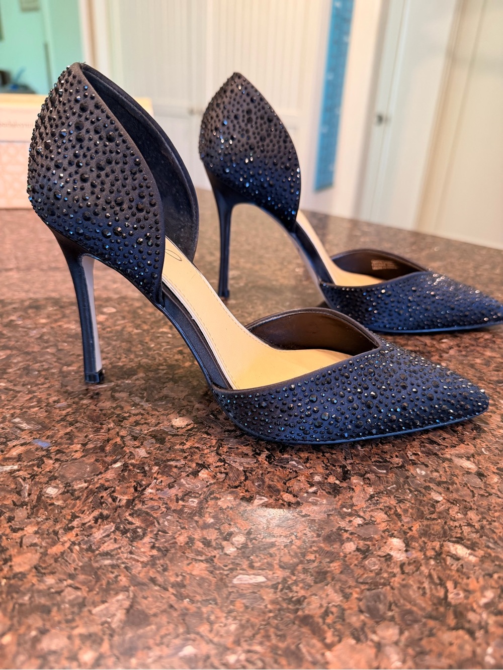 Badgley Mischka Black Crystal Stiletto Heels